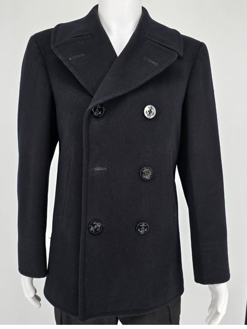 Vintage 1962 U.S. Navy Midnight Blue Double-Breasted Melton Wool Peacoat (S)